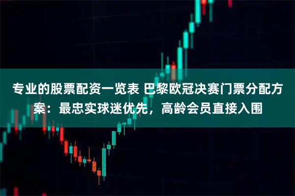 专业的股票配资一览表 巴黎欧冠决赛门票分配方案：最忠实球迷优先，高龄会员直接入围